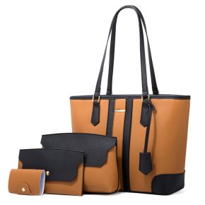 PU leather ladies tote set bags women shoulder bag set