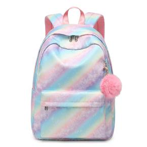 Rainbow color school backpack large capacity for girls