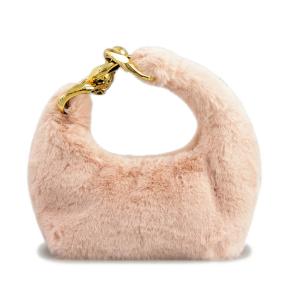 Light pink color Moon Side Bag Plush Zipper Dumpling handbags for ladies