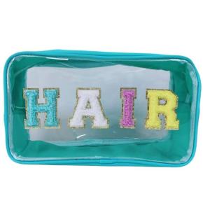 PVC Transparent Embroidery Letter Cosmetic Bag