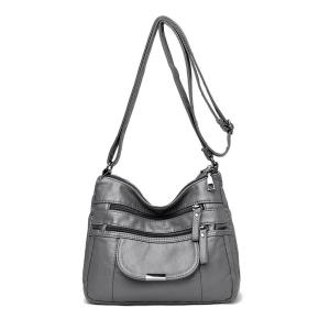 Multi-pocket leather crossbody bag